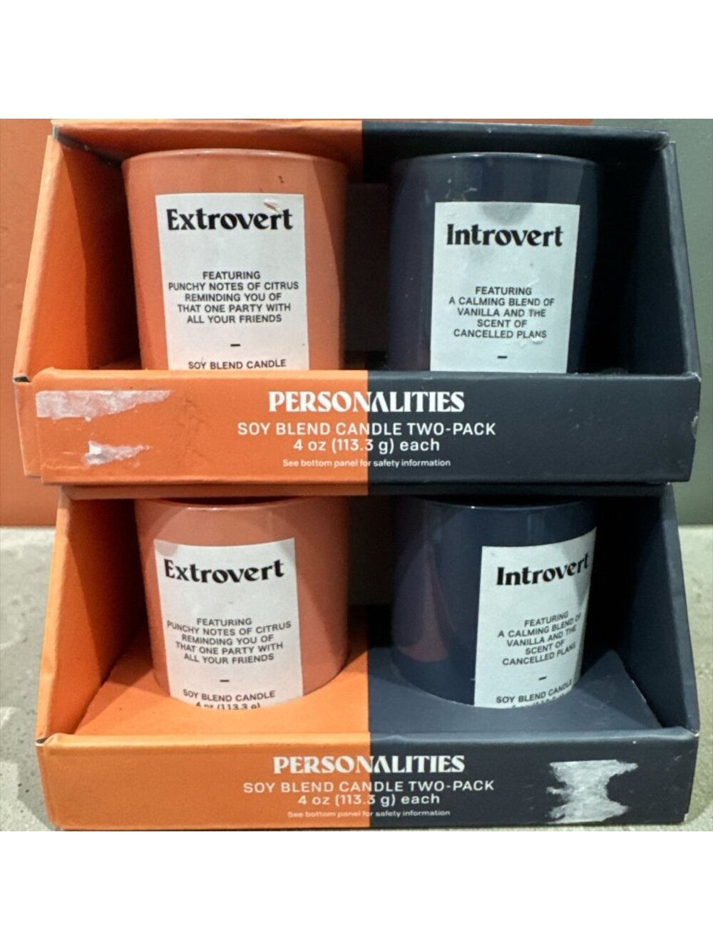 Personalities Soy Blend Candle Two-Pack Extrovert & Introvert 4 Oz Each